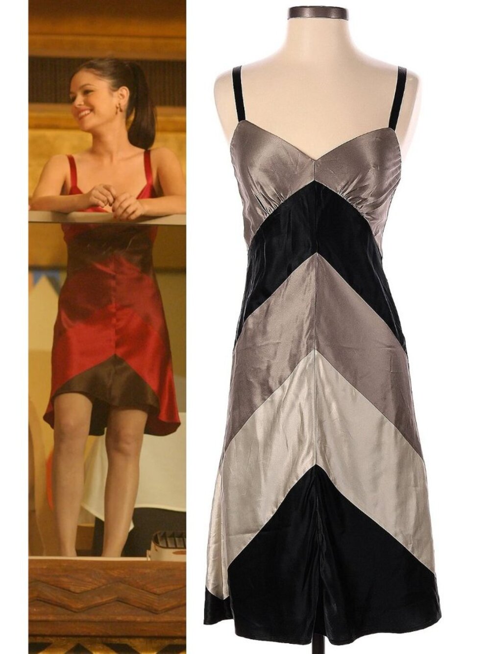ASO SUMMER ROBERTS RACHEL BILSON THE OC Chevron Silk Dress Alt Color RARE EUC